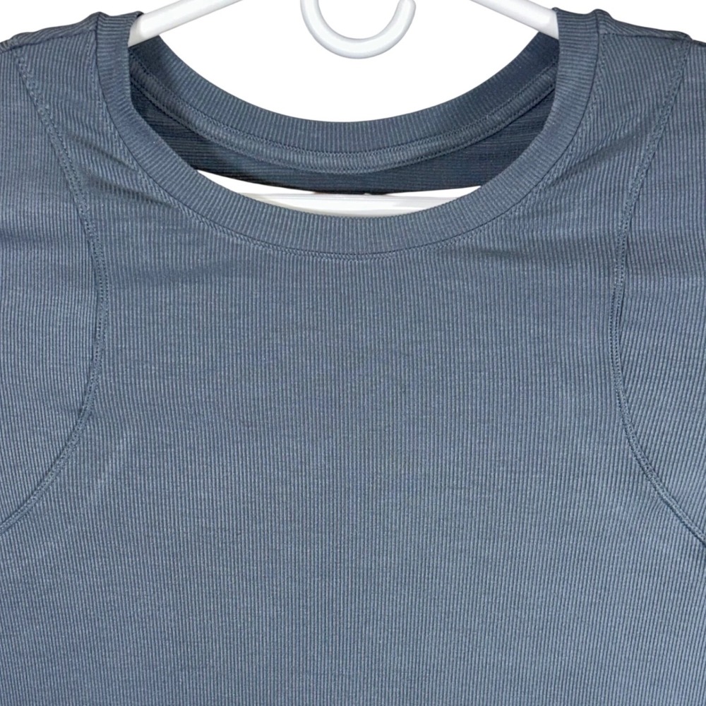 Avia Womens 3XL Moonstone Blue Ribbed Seamed Tee Tencel Stretch New Soft Comfort